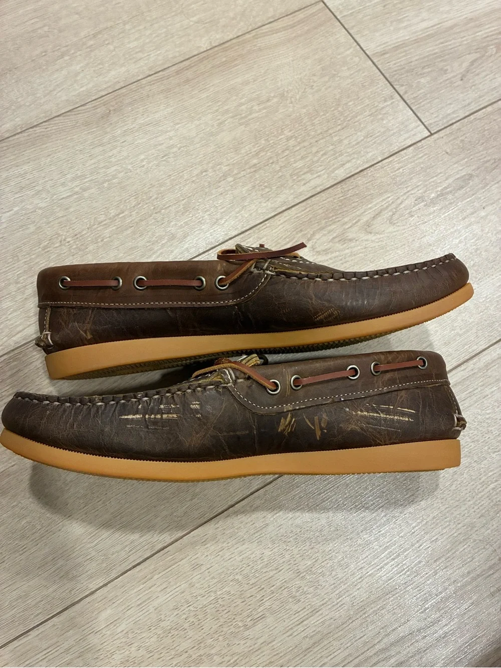 NEW Easymoc Men’s Trooper Moc Loafers Crazy Horse Brown Made in USA Size 11.5